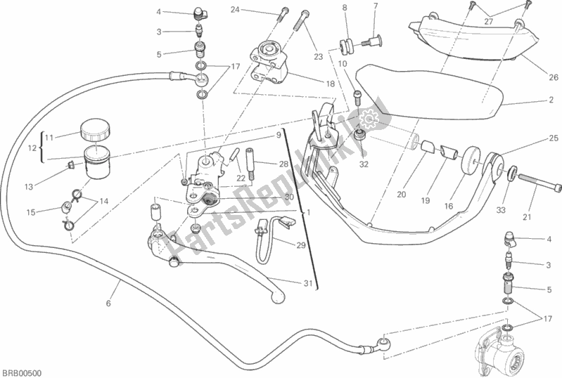 All parts for the Clutch Master Cylinder of the Ducati Multistrada 1200 Enduro Touring USA 2017